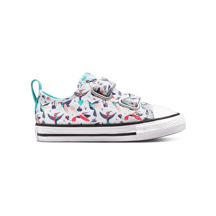 Converse All Star Hummingbird Print Velcro Durable Low Top Walker Shoes Baby Shoes White A01676C