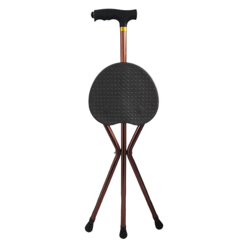 Tri-Fold Non-Slip Crutch Stool: Portable Walking Stick & Foldable Seat Cane
