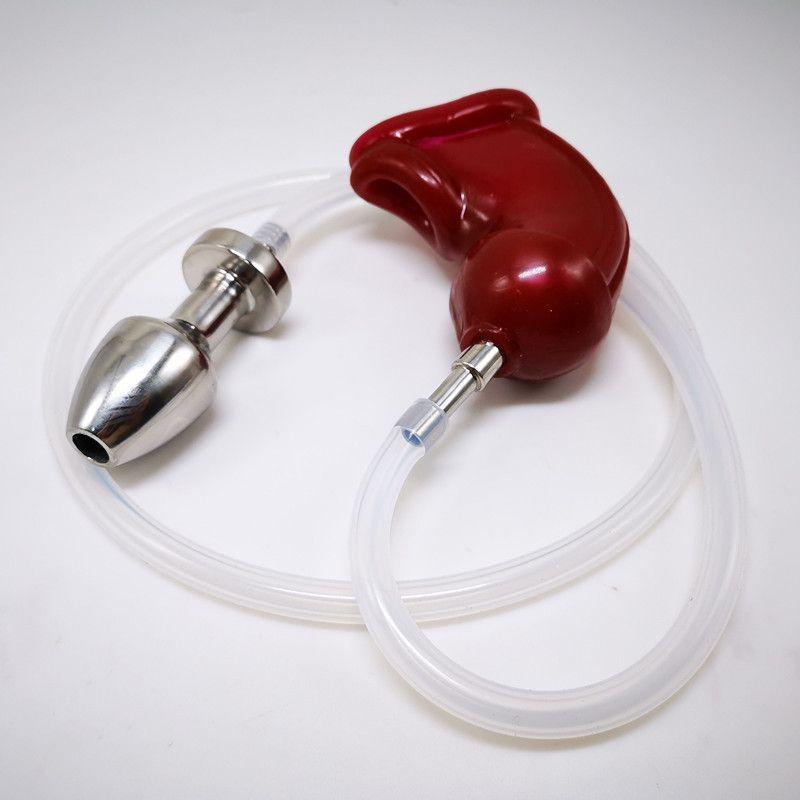 Metal Anal Plugs Enemas Anal Dilation Voyeuristic Male Wearable Silicone Penis Cage Gay Slave BDSM Chastity Cage