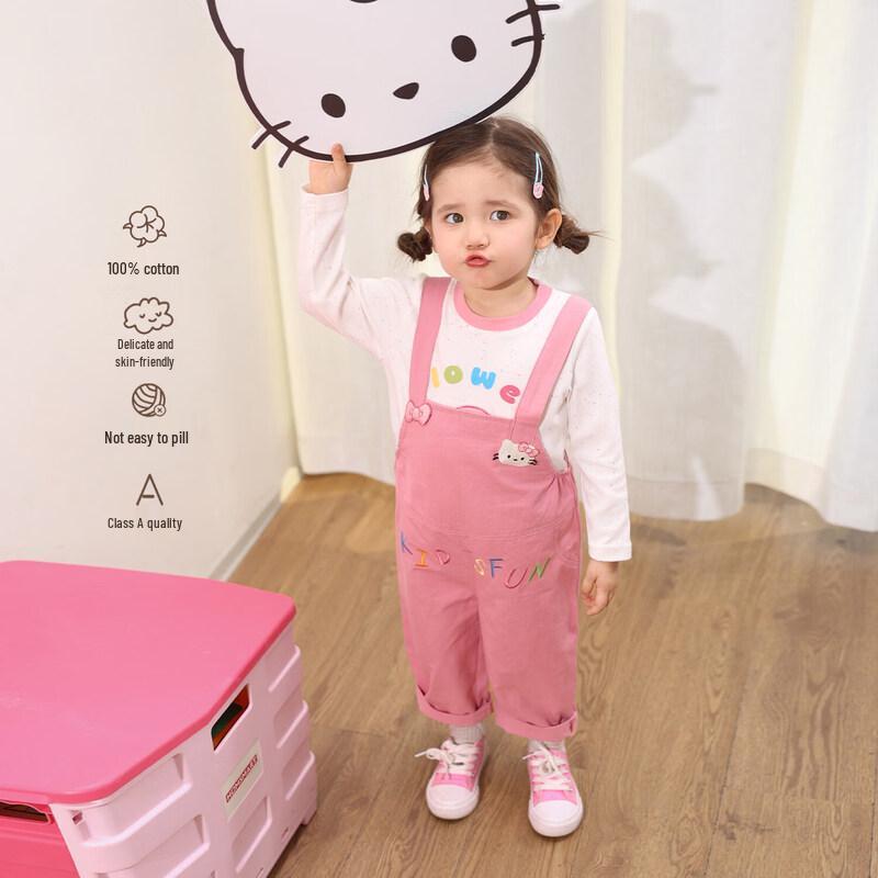 LUSON Baby Girl Appliqué Denim Overalls