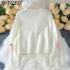 BITCED Autumn/Winter Sweet 3D Strawberry Pattern Pullover Women's Sweater Elegant Long-Sleeved Knitted Top