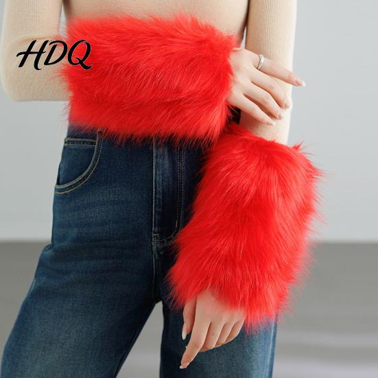 Stylish Plush Cuff Sleeves 1 Pair Faux Fur Wrist Cuffs for Women Fluffy Fox Arm Elegant Winter Accessories Warmers with Satin Lining Warm