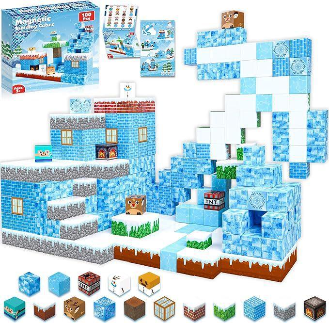 Magnetic Square Building Block 3D Puzzle Assembly Toy Boy Magma Forest Gift Children