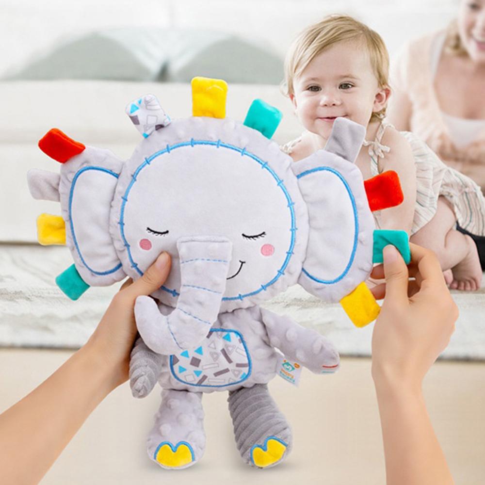 NEW Lovey Elephant Plush Bell Rattles Toy Baby Tags Stuffed Animal Soft Toy Built-in Sensory Toy for Newborn Toddler Infant Gift
