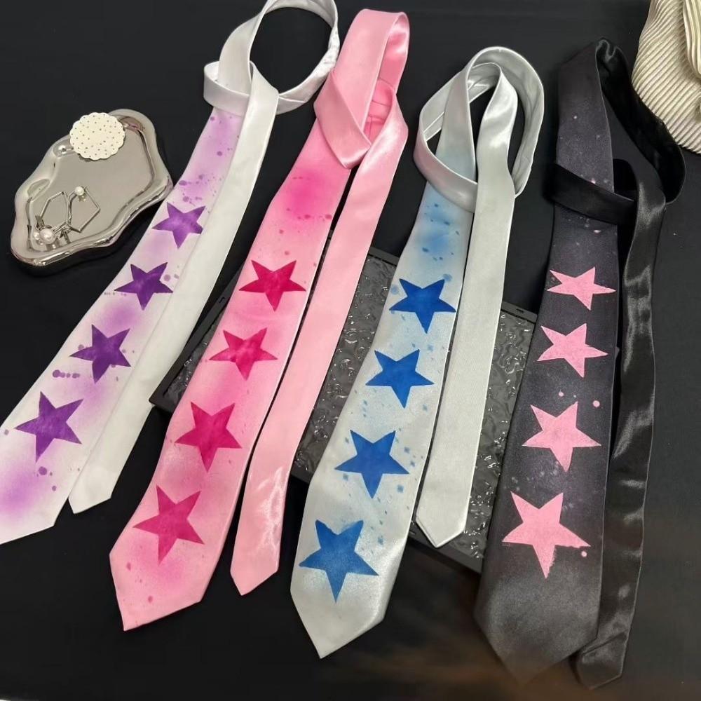 Y2K Star Tie Sweet Unisex Necktie Creative Glossy Tie Party