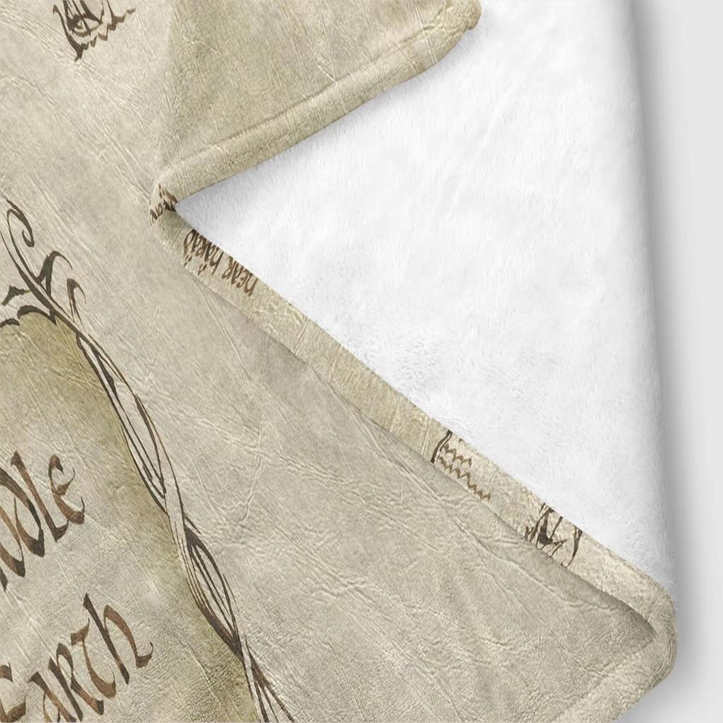 Middle Earth Map Print Blanket - Skin-Friendly Soft Warm, Thickened for 4 Seasons, Home & Office Use