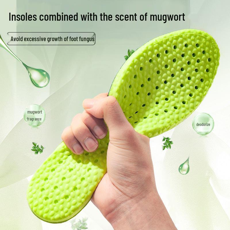 Artemisia Argyi Soft Shock-Absorbing Sports Insoles: Breathable, Sweat-Absorbing, Comfortable, PU Latex for Summer