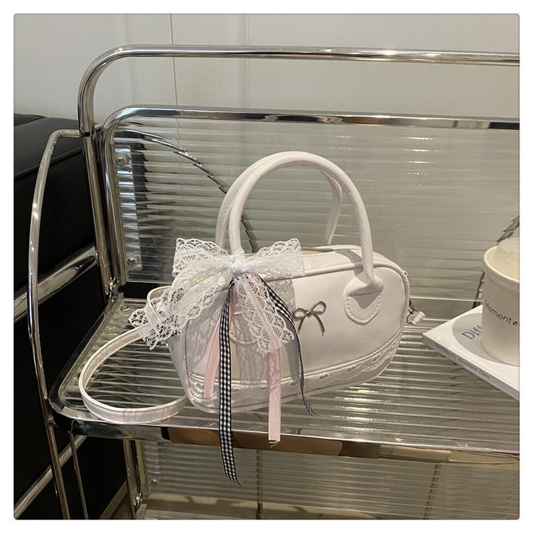 Niche Versatile Cute Lace Portable Boston Bag Women's 2025 Summer New High-end Shoulder Messenger Bag