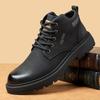 Men's High-Top Leather Martin Boots, 2024 Autumn/Winter, Plus Velvet, Warm Mid-Top Work Boots
