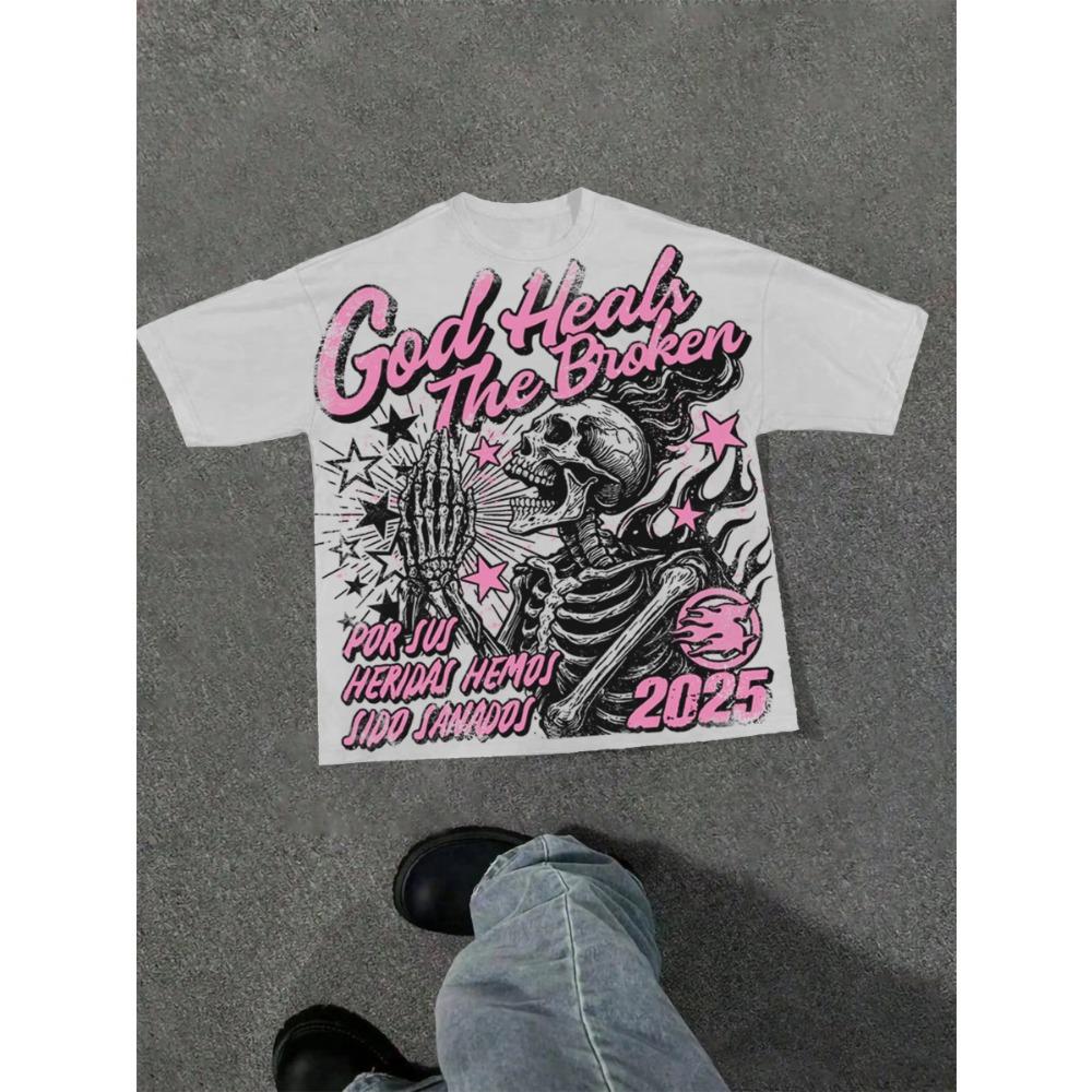 Graphic T-shirt Men Women Vintage Top Hip Hop Streetwear Oversized T-shirt Short Sleeve Casual Clothing Summer Fashion Trendy Tees Top