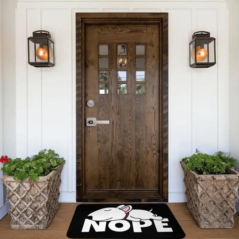 Nope Bull Terrier Dog Lazy Front Floor Door Entrance Mats Indoor Animal Pet Kitchen Bathroom Doormat Living Room Carpet Rug