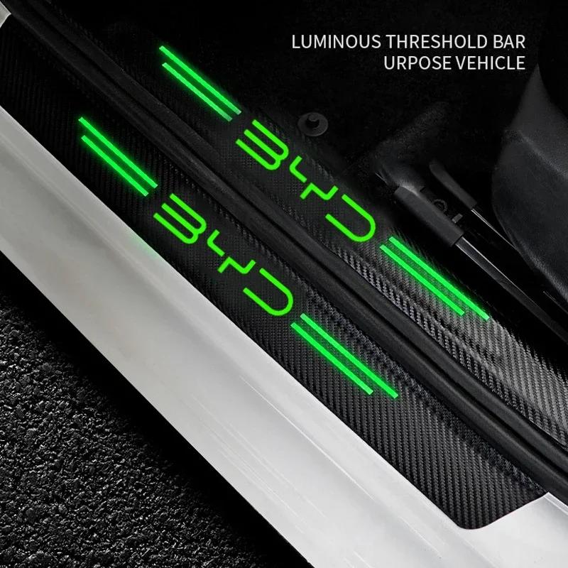 Luminous Car Door Threshold Decals for BYD Song Tang Yuan Qin Pro Plus 2025 Dolphin Seagull Atto3 GT Door Entry Pedal Guards Pad