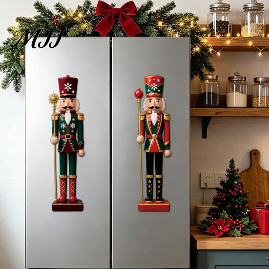 Holiday Party Magnets 4Pcs Christmas Nutcracker Magnetic Decoration for Garage Door, Festive Vintage Soldier Fridge Magnet, Waterproof Dcor