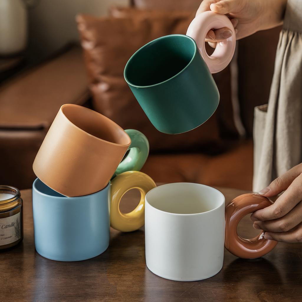 Ins Wind Contrasting Color Cup Ceramic Mug Home Office Coffee Cup Couple Drinking Cup Cup