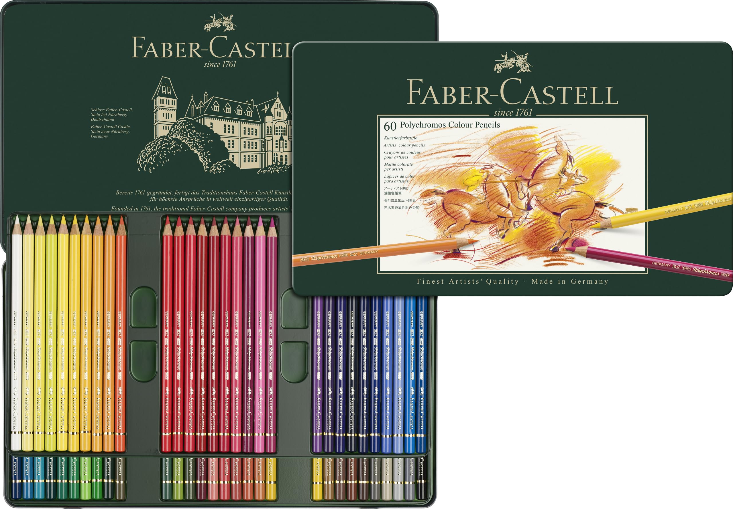 

Faber-Castell Polychromos Colored Pencils, 60 Colors, Tin, 110060 [Official Japanese Product]