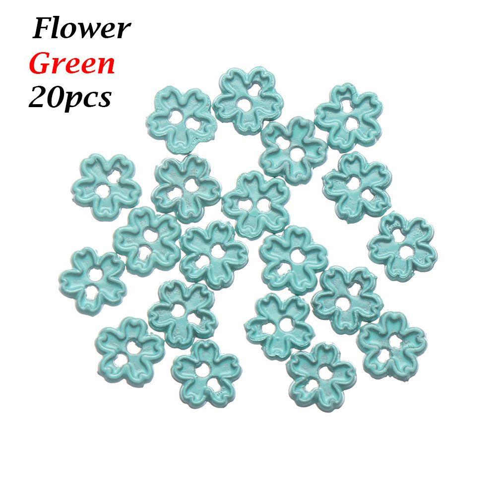 

Style DIY Sewing Material Mini Buttons Doll Clothes Buckles Dolls Clothing Accessories Metal Buckle Green-Flower-20pcs