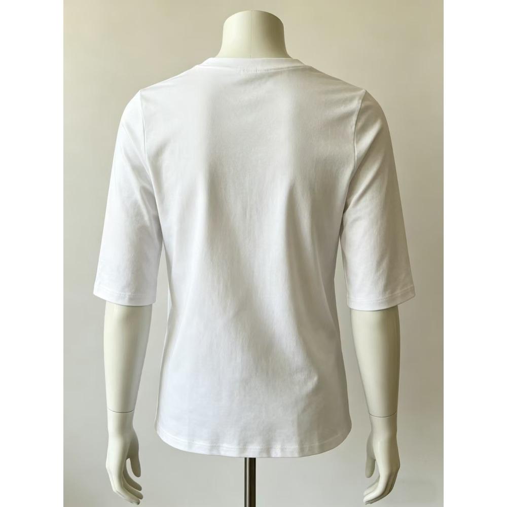 Women Comfort Versatile T-Shirt, Casual Round Neck Shoulder Short Sleeve Top for Inner & Outer Wear