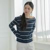 Laengsseon Ls_Stripe Boat Neck Top_2Color
