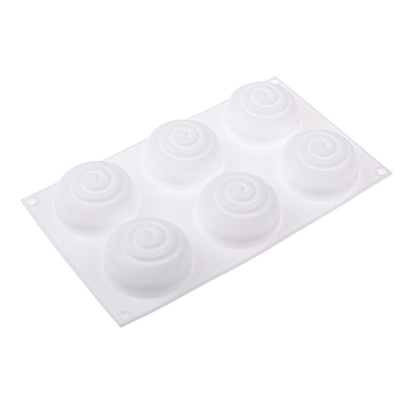 Soap Mould Round Whirlpool Silicone Rubber 6 Cavities Mousse Cake Baking Mold