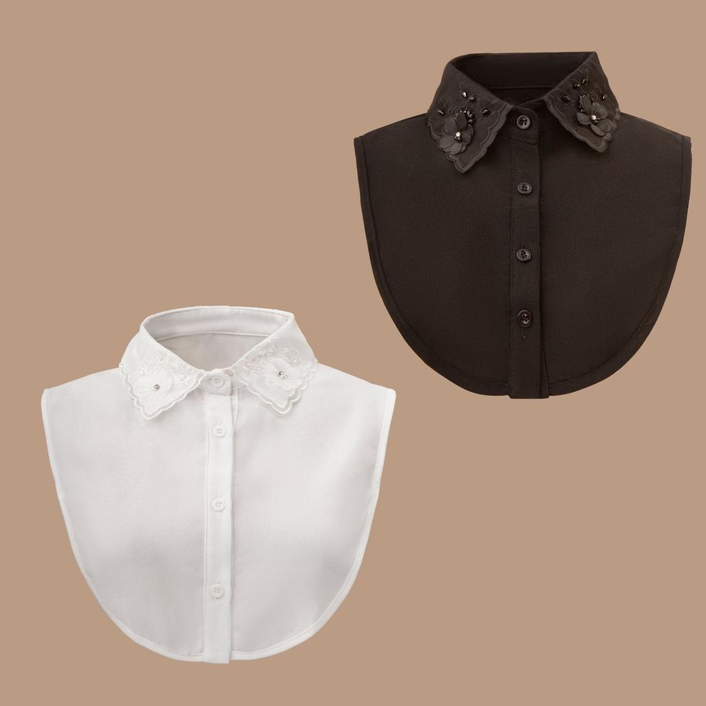 Luxury Floral Shirt Detachable Collar for Womens Double Lapel Neckwear Decorative Fake Collar Women's Clothing Accessories