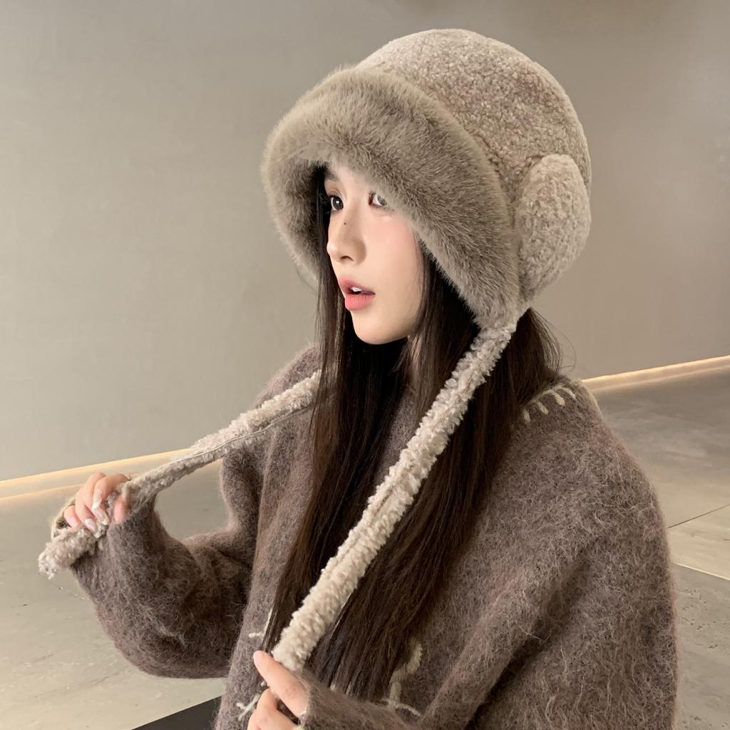 New Cute Plush Hat Women's Winter Plush Thickened Warm Lei Feng Hat Windproof Ear Protector Head Hat