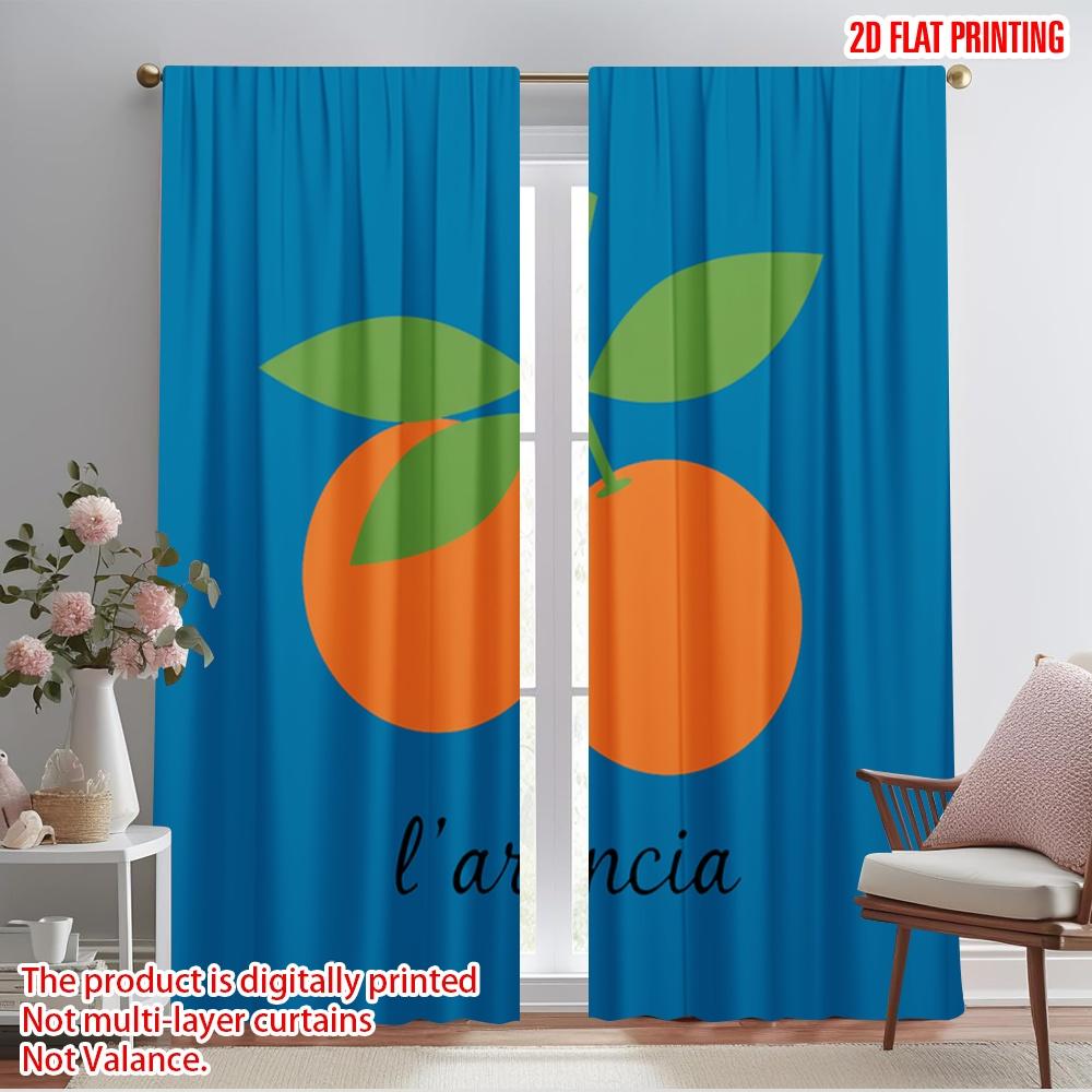 

2pcs 2D flat printing Scene Curtains Orange Fruit Branch Polyester Without Electricity Party Decorations Perfect for Outdoor 52.50×116.00 CM 2pcs