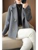 Women's Woolen Suit Collar Coat - Short, Thick, Loose Fit for Autumn/Winter