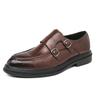 Business dress leather shoes men's size 38-46 pointed leather shoes double buckle British men's leather shoes