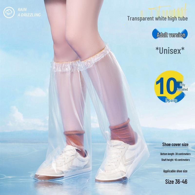 Waterproof Non-Slip Transparent Rain Shoe Covers - Thickened, Durable, Mid-High Tube for Outdoor Use