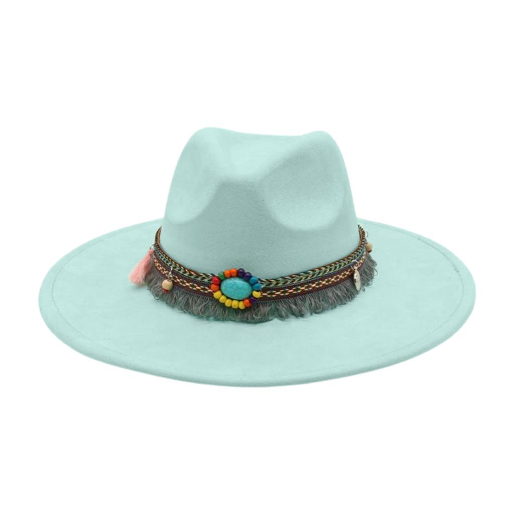 Round Flat Brim French Ethnic Style High-End Top Hat New Stage Jazz Hat Western Cowboy Hat