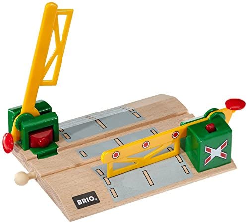 BRIO Magnetic Railroad Crossing 33750, for ages 3 and up. [Toy, Wooden Toy Train, Rail Set, Scenery, Gift (Birthday/Christmas)]