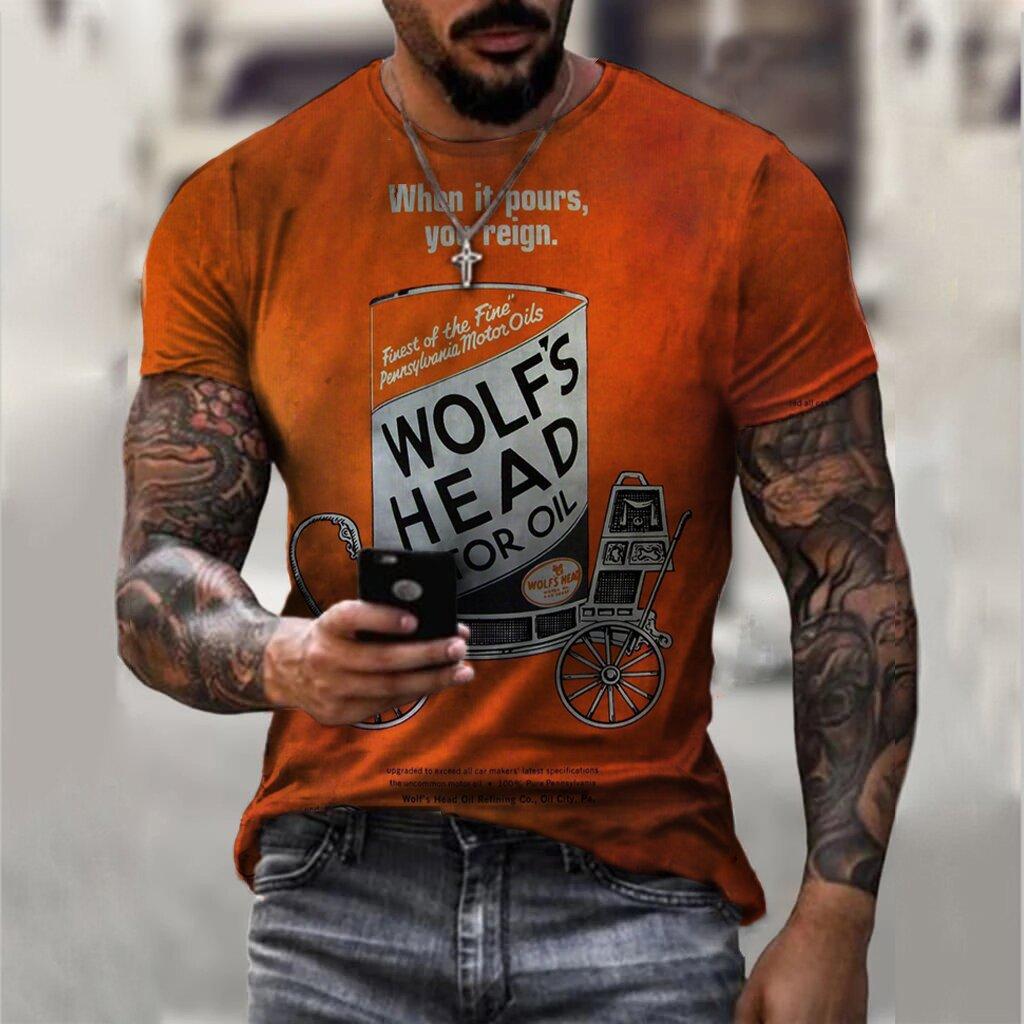 Simple Versatile Printed Top Fashionable Round Neck Short Sleeve Loose T-Shirts Men’s