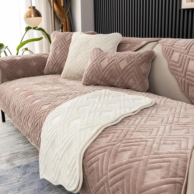 Zimní polštář na pohovku Moderní kombinace univerzální univerzální potah na pohovku protiskluzový holandský krátký sametový jednoduchost potah na pohovku polštář