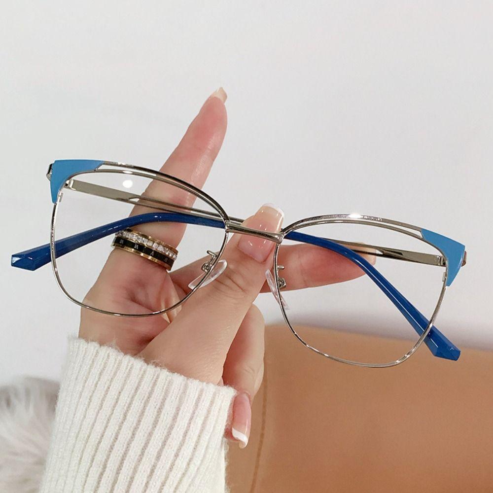 Zinc Zinc Alloy Anti Blue-lay Eyewear Lightweight Women Plain Glasses Trendy Cat Eye Glasses  Business