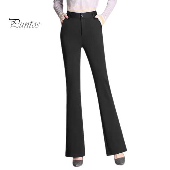 

Женские длинные брюки с высокой талией, сплошной цвет, прямые расклешенные брюки, брюки на молнии с карманами, костюм, брюки, рабочая одежда M чёрный