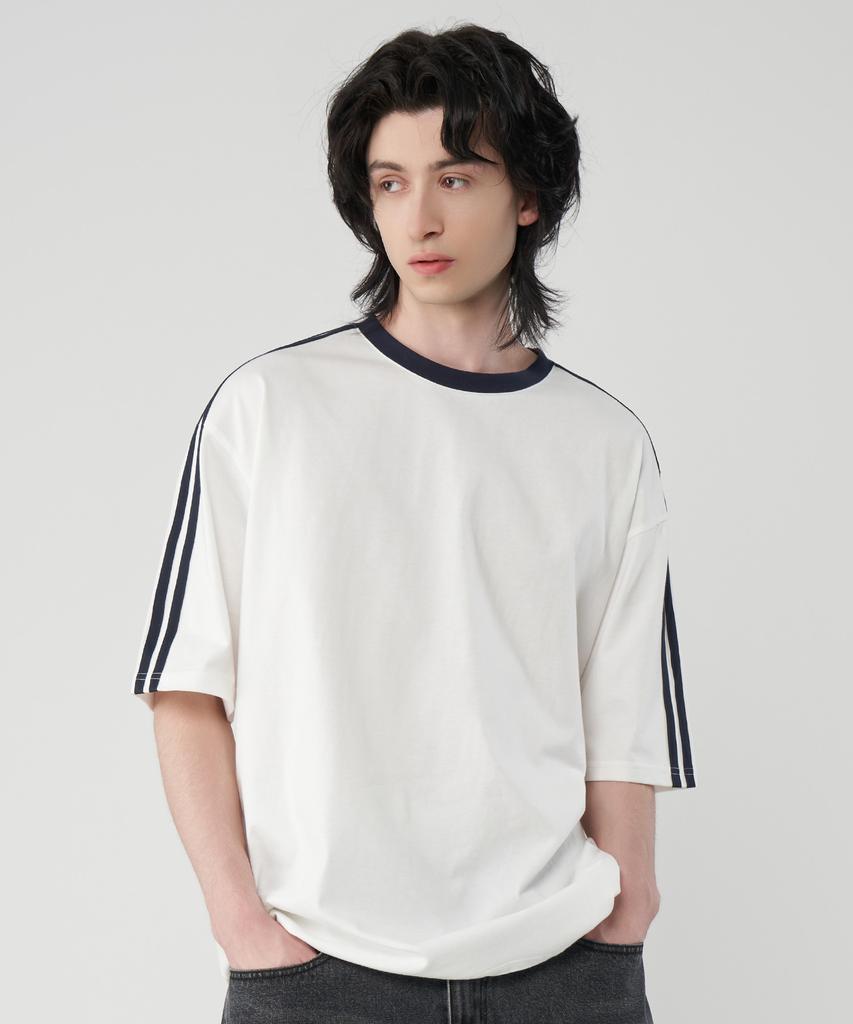 UNTAPPED STUDIO Oversized Track Short Sleeve Color Block T-Shirt 3 Colors