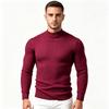Men's Mock Neck Knit Sweater Color Stretch Pullover for Spring and Fall