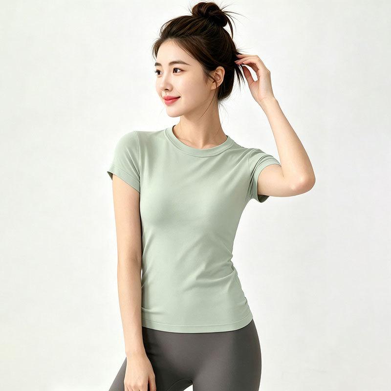 Fitness Yoga Clothes Short-sleeved T-shirt Female Slim and Thin High Elastic Breathable Quick-drying Pilates Running Top