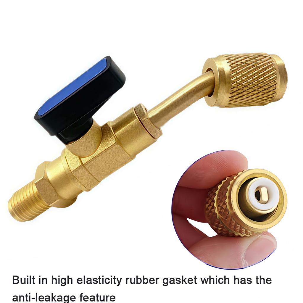 R22 Refrigerant Ball Valve Brass Air Conditioning Refrigerant Shut-Off Valve Connecting To Hose Refrigeration Tool R410a Adapter
