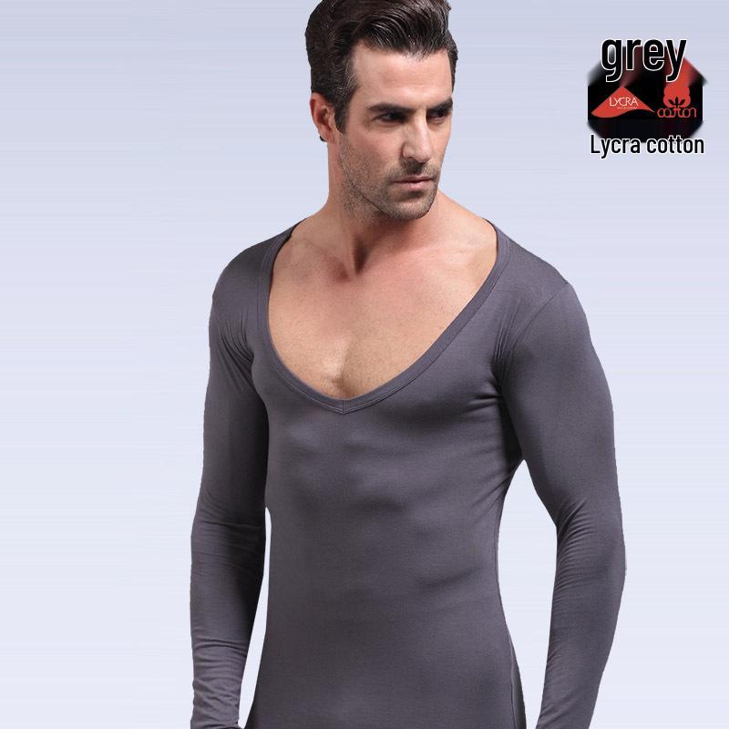 

Мужская терморубашка с V-образным вырезом и длинным рукавом - Легкий базовый слой для осени/зимы L