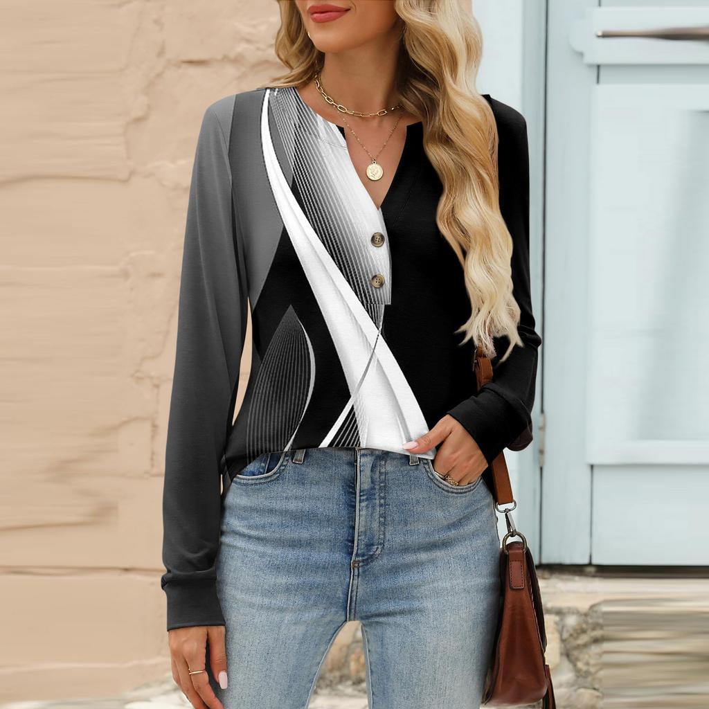 T-shirt à manches longues imprimé décontracté pour femme