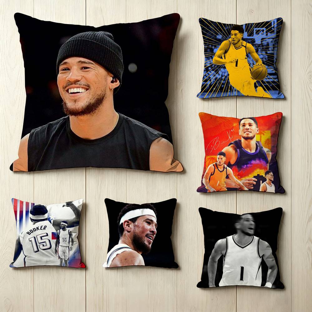 D-Devin Booker Basketball player Square Double-Sided printed Pillow Case Bedroom Bedside Pillow Sofa Cushion Cover