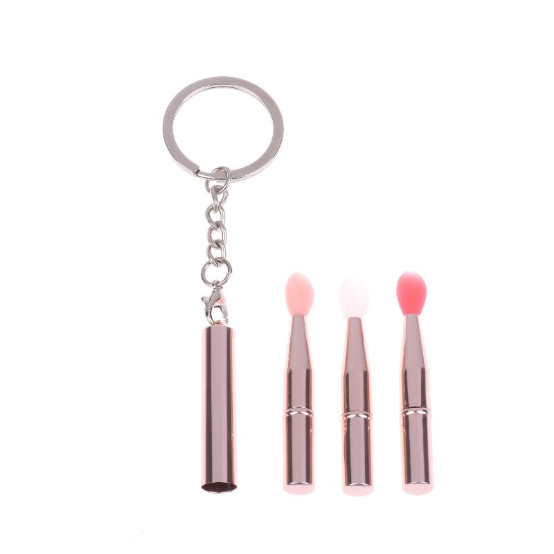 1Pcs Multifunctional Silicone Lip Brush Portable With Cover Keychain Dustproof Lipstick Lipstick Brush Eye Shadow Brush