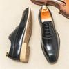 Britain Gentleman Retro Fashion Business Oxfords Men Lace Up Patchwork Patent Leather Formal Shoes Male Wedding Prom Dress Flats
