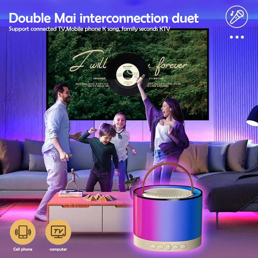 K52 Smart Karaoke Speaker Night Light for Kids Portable Bluetooth Speaker with 2 Wireless Microphones For Christmas Gifts