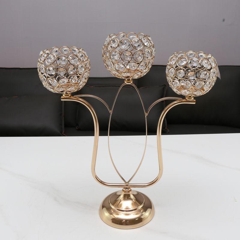Nordic Candlestick Ornaments, Golden Light Luxury Crystal Home Living Room Table Decoration, Romantic Feather Candlestick New Product