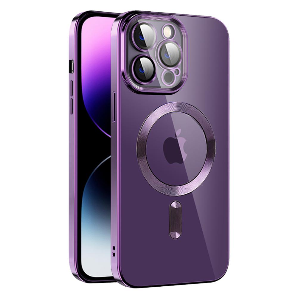 

Phone Case For iPhone 14 Pro Max Compatible with MagSafe CD Texture TPU+PC Phone Cover Purple