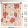 Japanese pattern 4pcs shower curtain set with 12 hooks --shower curtain, bath mat, toilet seat cover and U-shaped rug