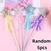 5/10Pcs Princess Fairy Magic Wands Shiny Ribbon Star Durable for Cosplay Party Kids Pretend Role Play Props