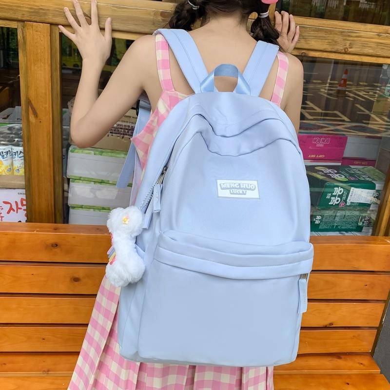 Little Fresh Literary Soft Girl Labeling Student Schoolbag Korean Version of College Style Large-capacity Backpack
